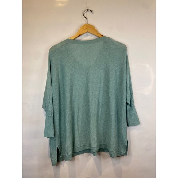 Garnet Hill Linen Oversized V-Neck Sweater Lightweight 3/4 Length Sleeves Small - Picture 3 of 6